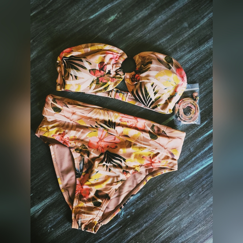 New! Tropical Vibes Hot Time & True 2 Piece Bikini Swim Suit S